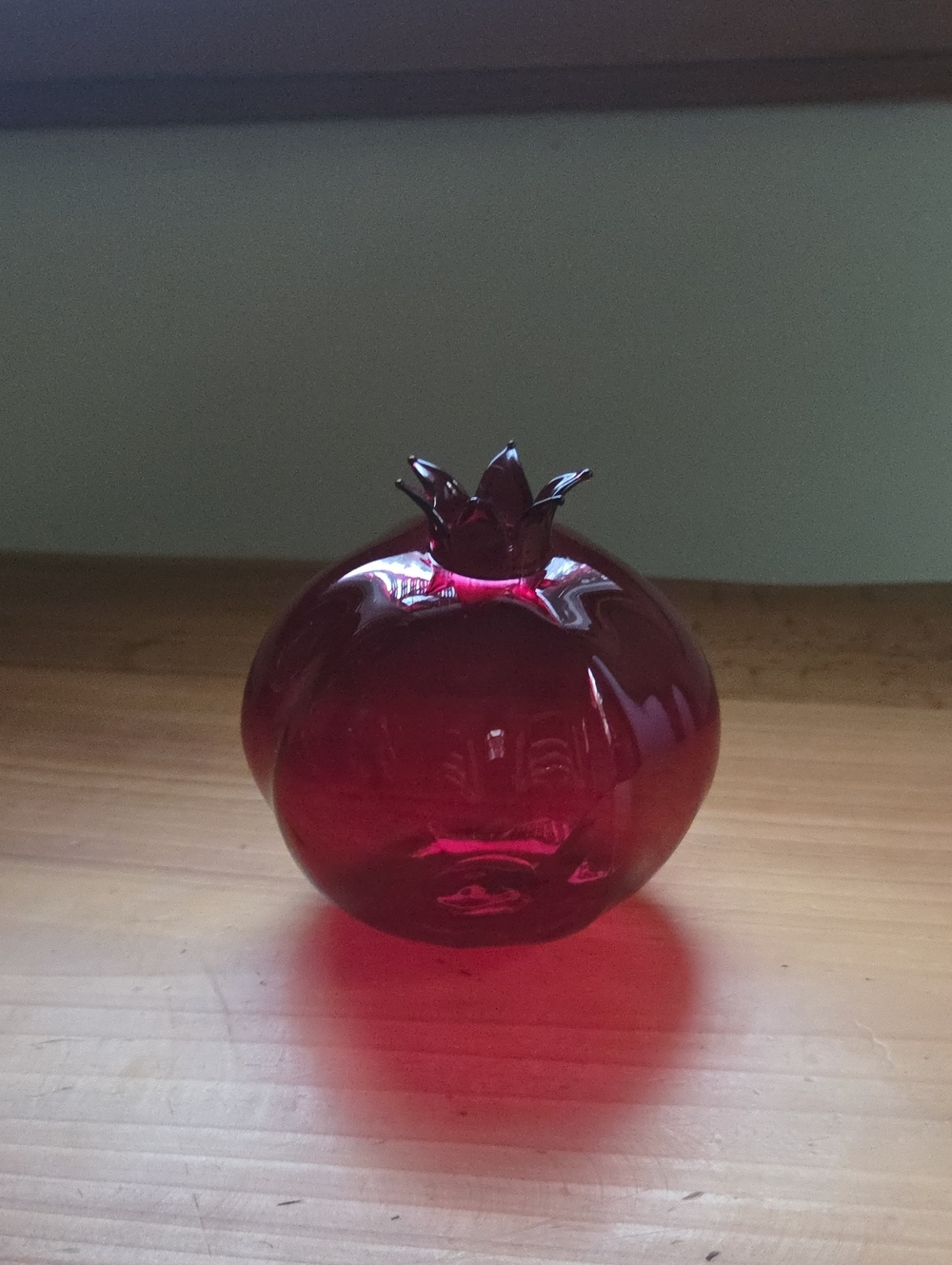Anthropologie Colored Glass Pomegranate Vase Red Botanical Decor 4.3"